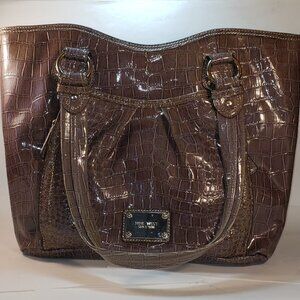Nine West Brown Faux Alligator Purse
